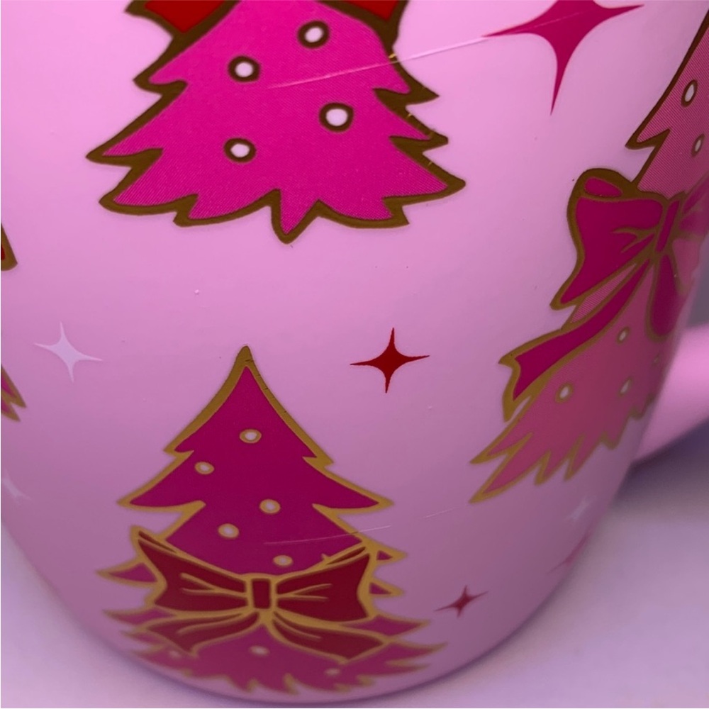Peppermint and Pine Pink Mug with Festive Tree Design - Picture 8 of 9